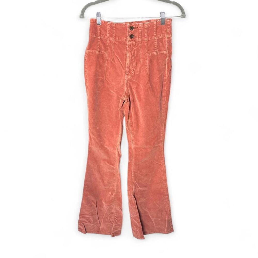 We The Free People Pull On Corduroy Flare Pants High Rise Burnt Orange Size 27⁠